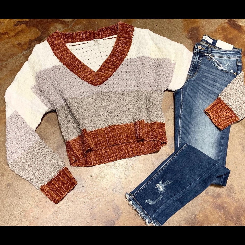 chenille, striped sweater